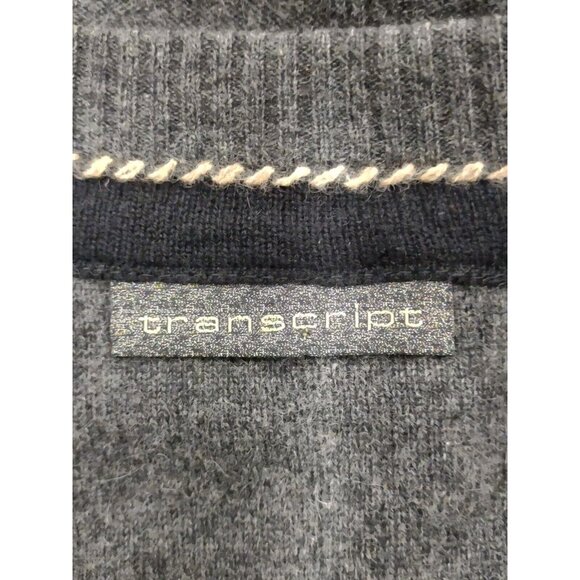 Transcript Mens XL 100% Cashmere Sweater Gray Argyle Print V Neck Soft - Picture 3 of 11